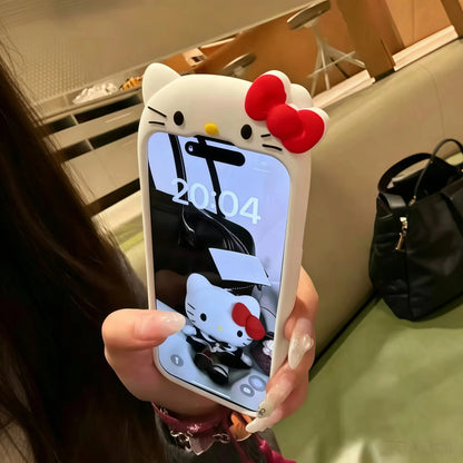 Korean INS Back View Hello Kitty Phone Case For iPhone 12 13 14 15 16 17 Pro Max Plus 17 Pro Shockproof Soft Silicone Back Cover