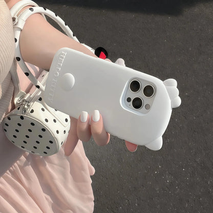 Korean INS Back View Hello Kitty Phone Case For iPhone 12 13 14 15 16 17 Pro Max Plus 17 Pro Shockproof Soft Silicone Back Cover