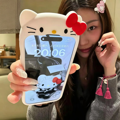 Korean INS Back View Hello Kitty Phone Case For iPhone 12 13 14 15 16 17 Pro Max Plus 17 Pro Shockproof Soft Silicone Back Cover