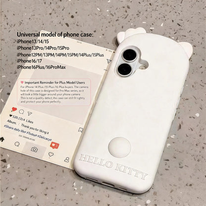 Korean INS Back View Hello Kitty Phone Case For iPhone 12 13 14 15 16 17 Pro Max Plus 17 Pro Shockproof Soft Silicone Back Cover